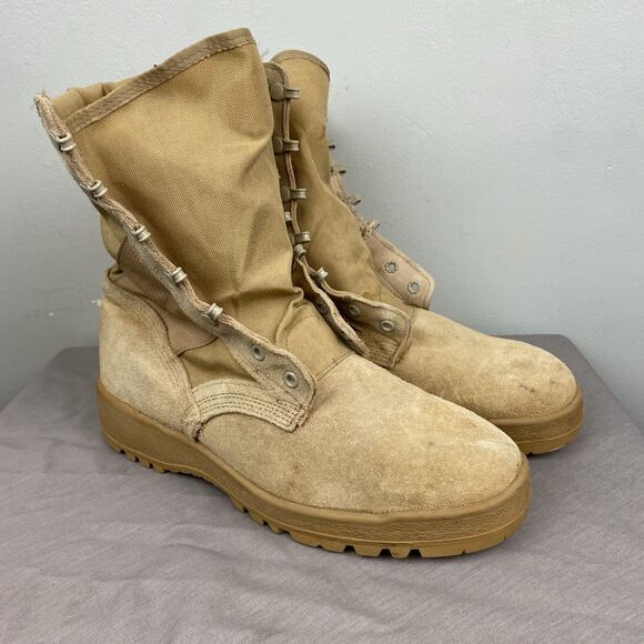 McRae military boots men's 8.5w brown combat Vibram sole NO‎ LACES - Picture 1 of 7